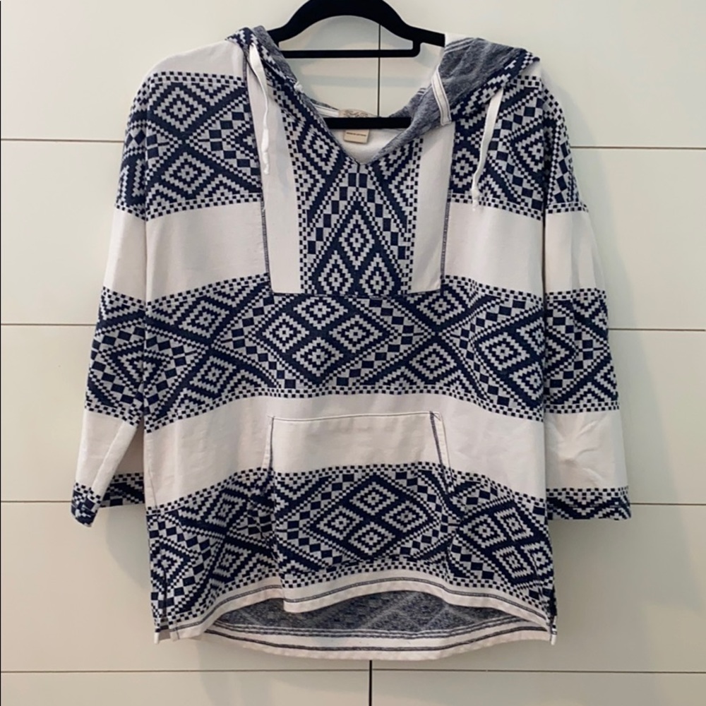 3/4 Loose Sleeved Hooded Lucky Brand Shirt